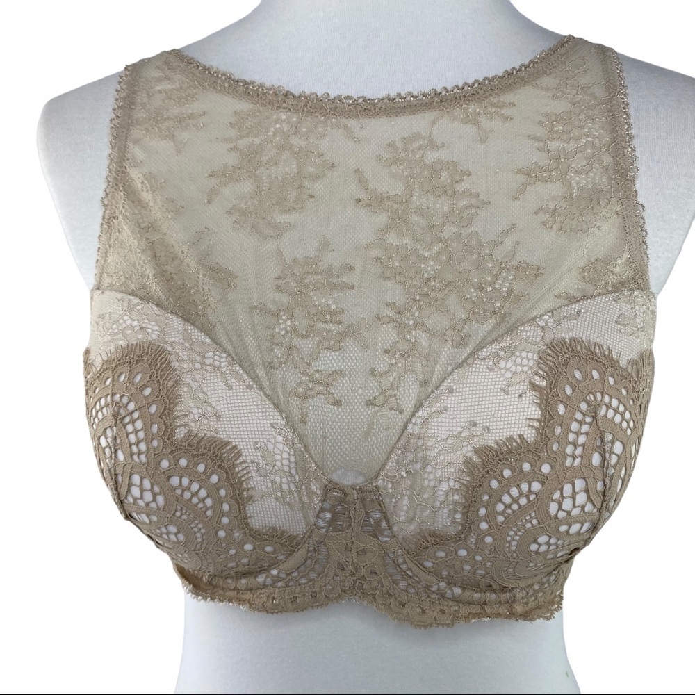 Victoria's Secret tan/nude Dream Angels lined demi bralette. 32 DD